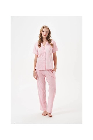 Moda Dua Pjs 29033 Kadın Düğmeli Pijama Takım PEMBE