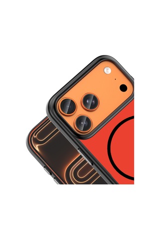 Apple iPhone Uyumlu 17 Pro Max Kılıf M-safe Şarj Özellikli Zore Lora Pc Kapak - Kırmızı-gri