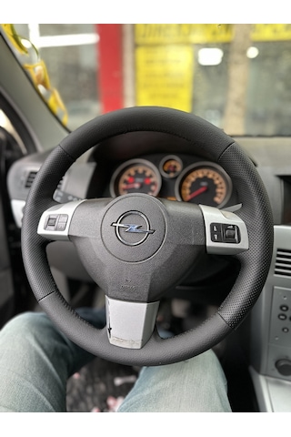 Opel Astra H Araca Özel Direksiyon Kılıfı Siyah Dikişli Deri Sökülerek Yapılır