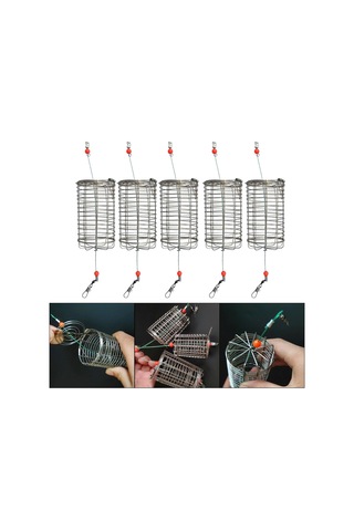 Homyl 5x Katı Balıkçılık Besleyici Kafes Sepet Konteyner S