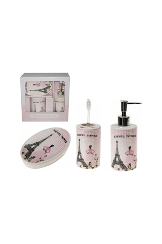Seramik 3 Lü Banyo Seti Eyfel Kulesi Model 20X20X10Cm Diğer