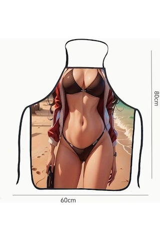 Valkyrie Bikini Esprili Mutfak Önlüğü Baskılı Unisex Parti Barbekü Mutfak Önlüğü 80x60 Cm Çok Renkli
