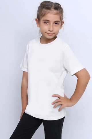 Hçm Çocuk Tshirt Düz Renk C52 Beyaz