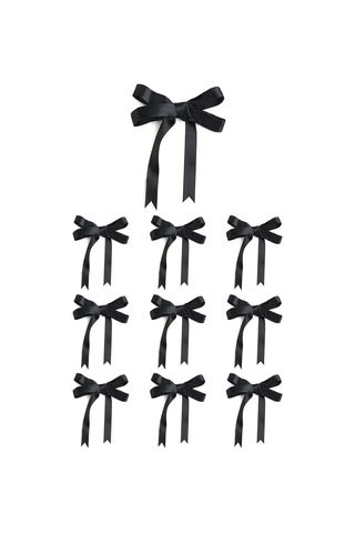 10 Adet Siyah Saten Fiyonk Süsleme Küçük Kurdele Seti