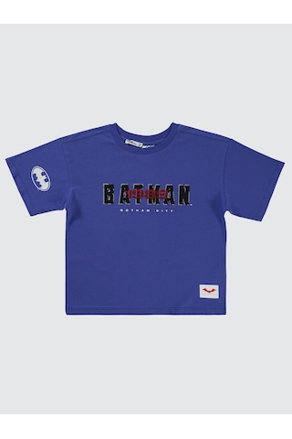 Batman Erkek Çocuk Tişört 6-9 Yaş Saks Saks Mavisi
