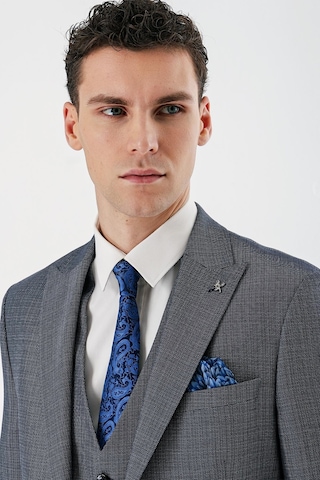 İmza Koyu Lacivert Desenli Kırlangıç Yaka Yelekli 6 Drop Slim Fit Dar Kesim Klasik Takım Elbise 1001240157-koyu Lacivert Koyu Lacivert