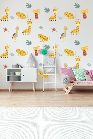 Safari Dostları Temalı 50 Parça Çocuk Ve Bebek Odası Dekoratif Duvar Sticker Seti