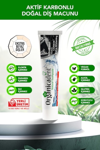 Organicadent Aktif Karbonlu Doğal Diş Macunu 105gr 75ml 3 Adet Beyazlatma
