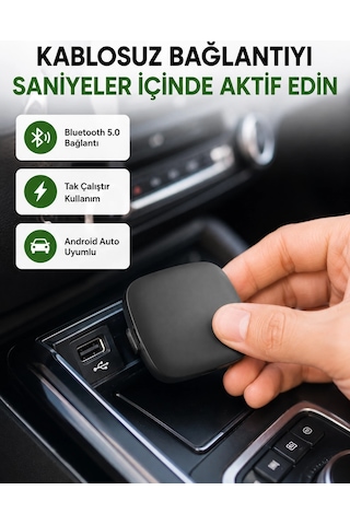 Mey İthalat Android Auto Kablosuz Adaptör Bluetooth 5.0 Ve 5.8ghz Wifi Destekli Yeni Nesil