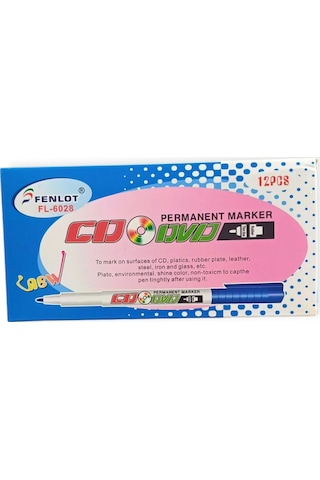 Fenlot Siyah Asetat Permanent Cd Kalemi Medium Uçlu 1 Kutu/12 Adet