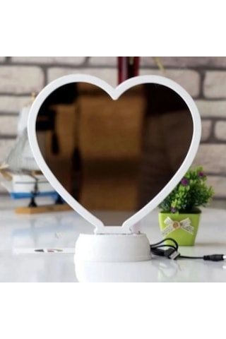 Kişiye Özel Fotoğraflı Kalp Şekilli Sihirli Led Ayna