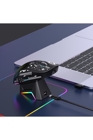 T90 Pro 3 Modlu Kablosuz Oyuncu Mouse-rgb Şarj İstasyonu 650 Mah Batarya Diğer
