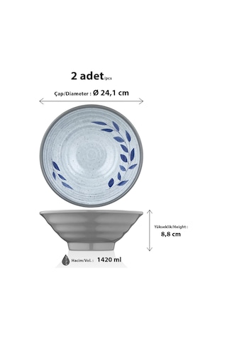 Happy Chef Selva Blu 2'li Salata Kasesi Seti, Ø 24,1 Cm - H.8,8 Cm 1420 Ml, Thermoset Melamin mavi