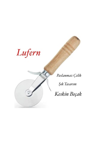 Premium Seri Ahşap Saplı Pizza Kesme Bıçağı Paslanmaz Çelik Keskin Şekillendirici Pizza Mantı Hamur