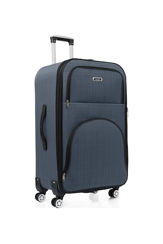 Oleets 8 Tekerli Su Geçirmez Ultra Kalite Kumaş Büyük Boy Valiz Lacivert