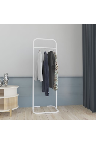 Metallica Concept Butik Dik Tekli Beyaz Konfeksiyon Askısı Ayaklı Askılık Elbise Askılığı Beyaz