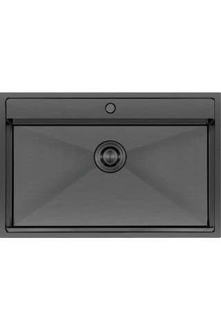 Crauf Poli 6303 Pvd Füme Tek Gözlü 51x78 Cm Paslanmaz Çelik Mutfak Eviyesi Füme