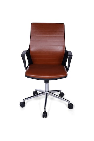 Ofisbazaar Lizz Kahverengi Deri Çalışma Koltuğu Ergonomik Şef Ve Toplantı Koltuğu Kahverengi Kahverengi