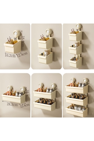 Sones Vakumlu Duvara Monte Banyo Rafı Drenaj Çıkarılabilir Depolama Rafı Asılı Sepet, Stil: 2 Katmanlı Büyük Kahverengi Diğer