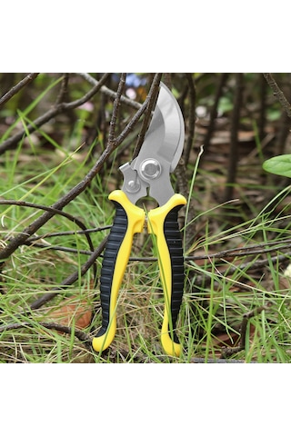 Qingmipy Bahçe Budama Makası Sk-5 Çelik Bıçaklı Ergonomik Silikon Kollü Ayarlanabilir Genişlikli Zirve Kesim Gücü 7.5 İnç Kırmızı-gri