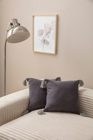 Swita Home İkili Dekoratif Püsküllü Kırlent Kılıfı 43x43 Antrasit