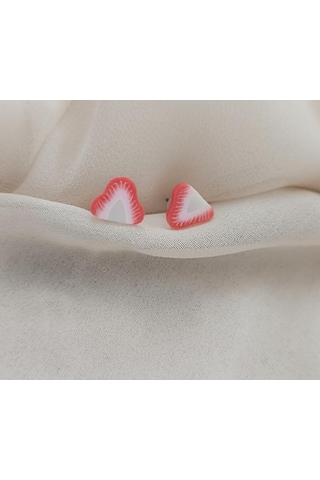 Küpe Çilek Minik Kadın Genç Kız Bebek Küpesi Takı Aksesuar Renkli