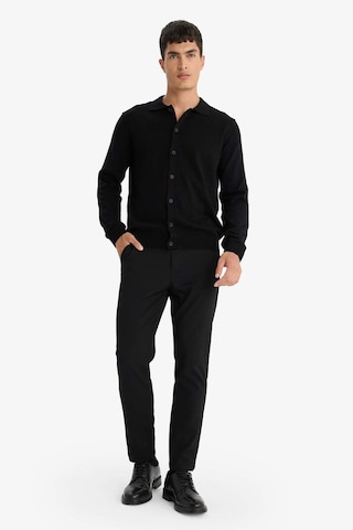 Defacto Standart Fit Polo Yaka Triko Hırka F5863ax25wnbk27 Siyah