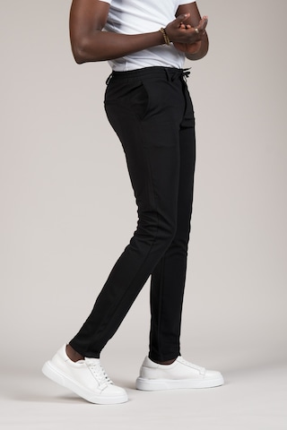 Advante Slimfit Dokulu Dar Paça Beli Lastikli Ve İplikli Yazlık Jogger Pantolon Siyah