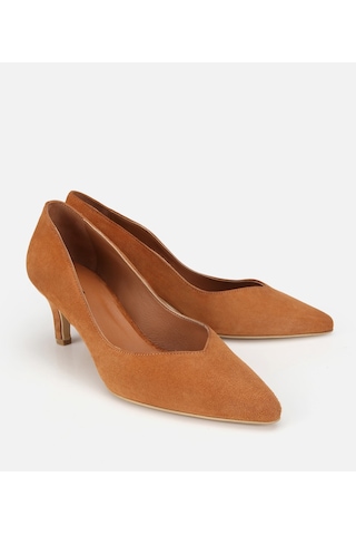Hotiç Kadın Süet Deri Taba Kısa Topuklu Stiletto 01ayh321890a340 01ayh321890a340