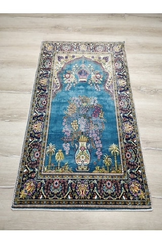 Bambu Halı Seccade Sec15 Turkuaz Namazlık 70x110 Cm