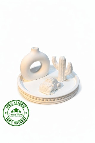 Ceren Wooden Boyanabilir Dekoratif Trio Set