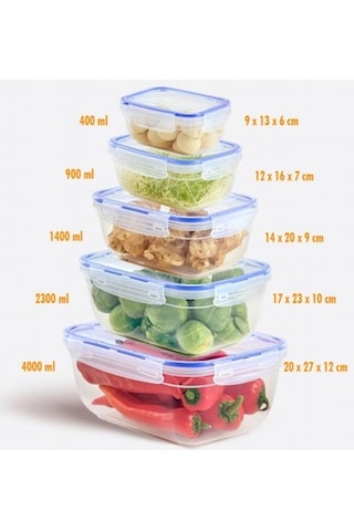 Dikdörtgen 10 Parça Contalı Vakumlu Sızdırmaz Hava Almaz Saklama Kabı Seti 2x 4000/2300/1400/900/400 Ml Diğer