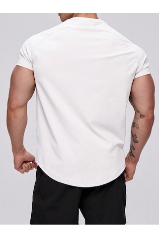 Genius Store Erkek Spor Tişört Running Sports Gym Reglan Oval Kesim Penye T-shirt Ovalt-shirt Beyaz