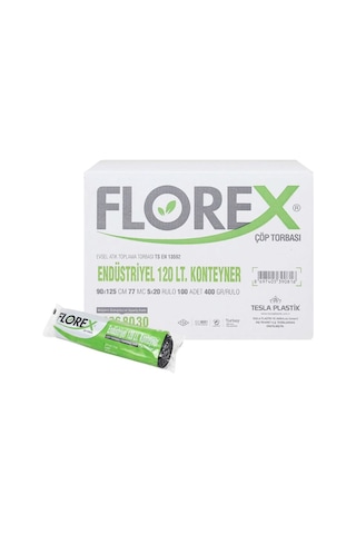 Florex Endüstriyel Konteyner Çöp Torbası 20 Adet Siyah 90 x 125 CM 120 L