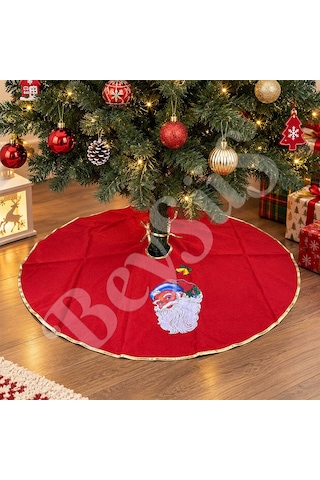 Kırmızı Noel Babalı Yılbaşı Ağacı Örtüsü Diğer