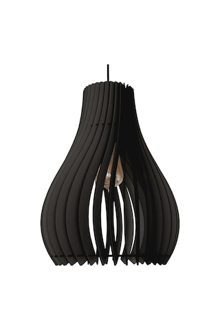Vialux Modern Ahşap Bohem Rustik Avize Tekli Sarkıt Lamba Siyah Siyah