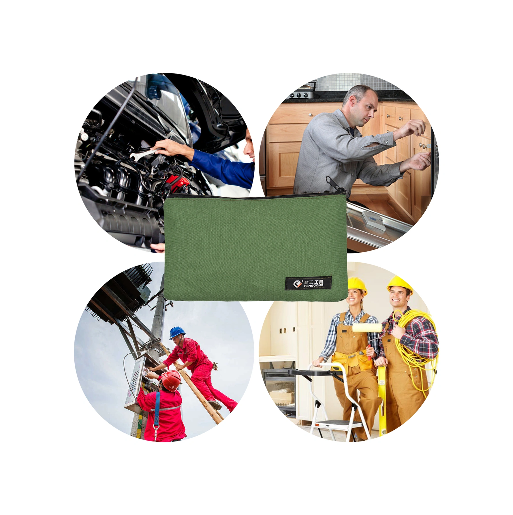 Folinda Küçük Boy Asker Yeşili Araç Saklama Çantası - 168-2 Modeli, Zıplayıcı Kapanma, Hafif Ve Dayanıklı