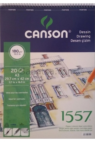 Canson 1557 180Gr A3 20 Yaprak Üstten Spiralli Canson 1557 180Gr A3 20 Yaprak Üstten Spiralli