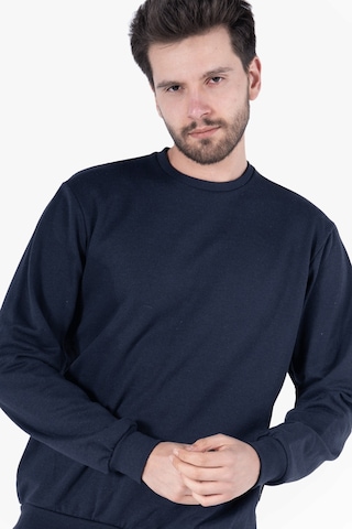2 İplik Bisiklet Yaka Sweatshirt Lacivert
