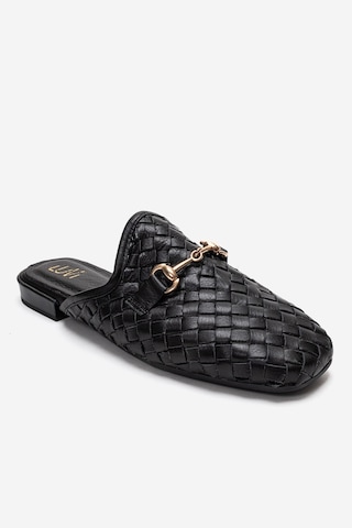 Luvishoes Senıa Siyah Örgü Hakiki Deri Tokalı Önü Kapalı Kadın Terlik