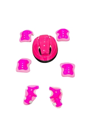Mey İthalat Bisiklet Kaykay Paten Çocuk Kaskı Ve Dizlik Set Pempe/pembe ---
