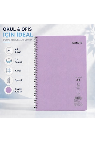 Mynote Flex Pastel A4 72 Yaprak 60 Gr Spiralli Kareli Defter Mor