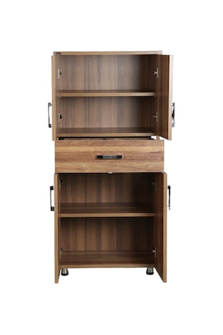 Çok Amaçlı Dolap 130 CM Hard Parlak Ceviz Suntalem 4Raf 1 Çekmece Ceviz