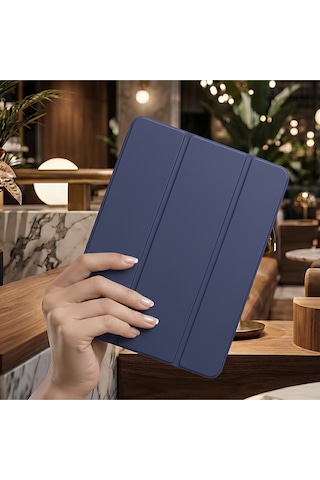 İpad Pro 12.9 2020 4.nesil İçin Uyumlu Smart Kalem Bölmeli Standlı Kılıf Kapaklı Kılıf