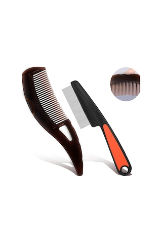 Hombey Stainless Steel Saç Kefesi Seti: İnce Dişli Kuru Kül Alıcı Ve Boşluklu Dişli Baş Derisi Masaj Aleti Siyah Diğer