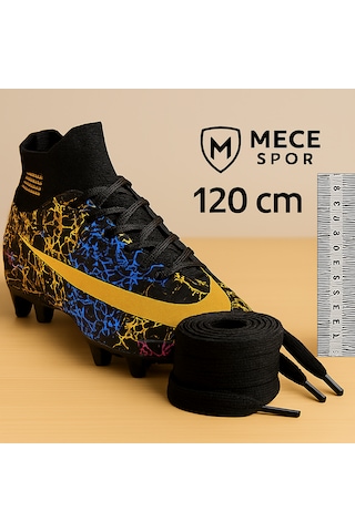 Mece Spor Spor Ayakkabı Bağcığı 120 Cm - 1 Çift Krampon Halı Saha Sneakers Uyumlu Siyah