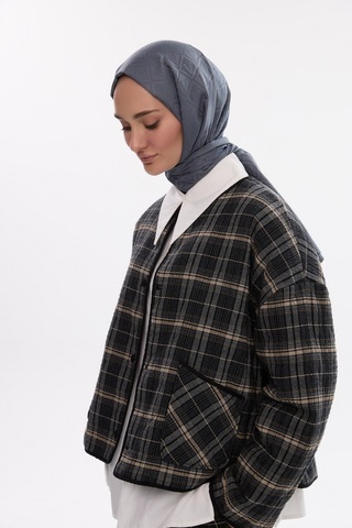 Mirsoy Scarf İpeksi Jakar Şal V Desen Antrasit