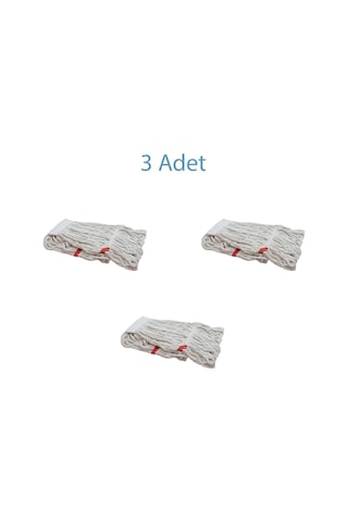 Cod-Ex Dar Yedek Islak Mop Püskül Paspas Başlığı Pamuklu Beyaz 3'lü 450 G 17 CM