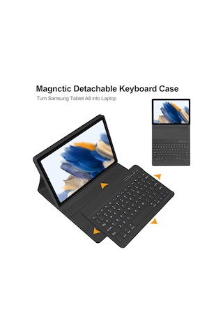 Samsung Galaxy Tab A8 Sm-x200 10.5 Inç Uyumlu Tablet Bluetooth Renkli Klavyeli Kılıf