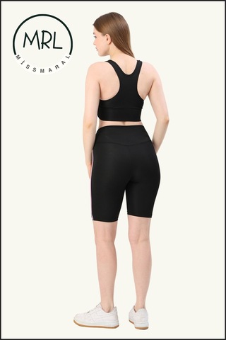 Kadın Siyah Yüksek Bel Toparlayıcı Biker Şort Kısa Spor Tayt Likralı Dalgıç Biker Tights 1043 Siyah Gül